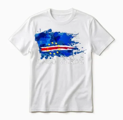 Cabo Verde Flagge Mit Weißem Text Unisex T-Shirt - White