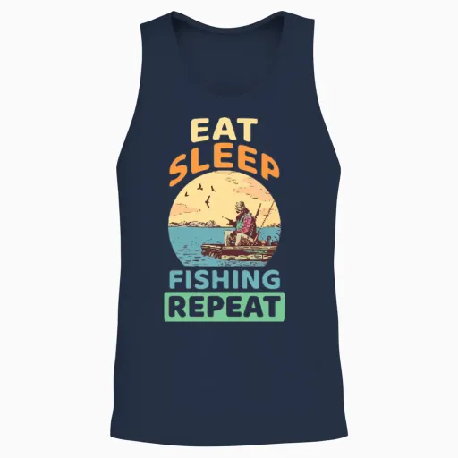 Eat Sleep Repeat Unisex Tank Top - Navy