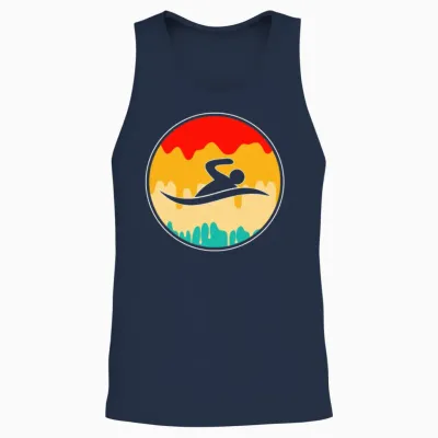 Swimming Retro Unisex Tank Top - Navy