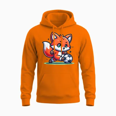 Adorable Renard Foot Enfant Mignon Unisex Hoodie - Safety Orange