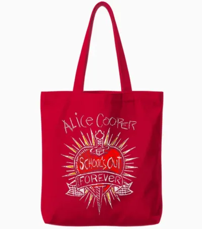 Alice Cooper Vintage School's Out Forever Tote Bags - Red