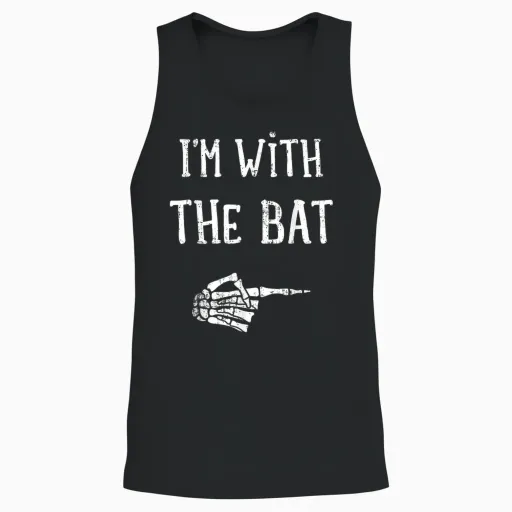 I'm with the Bat Funny Matching Couple Costume Halloween Unisex Tank Top - Black