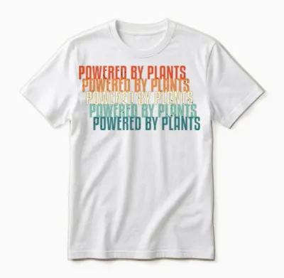 Powered by Plants Vegetarian Retro Unisex T-Shirt - White