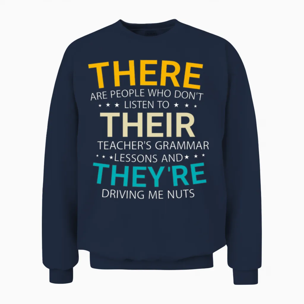 Funny English Grammar Unisex Sweatshirt in Navy