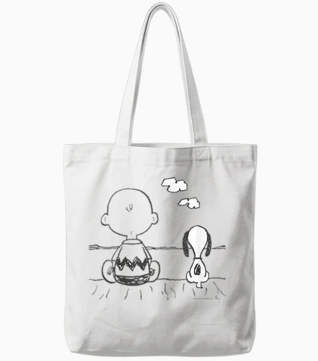 Peanuts - Snoopy Charlie Brown at the Sea Tote Bags in White