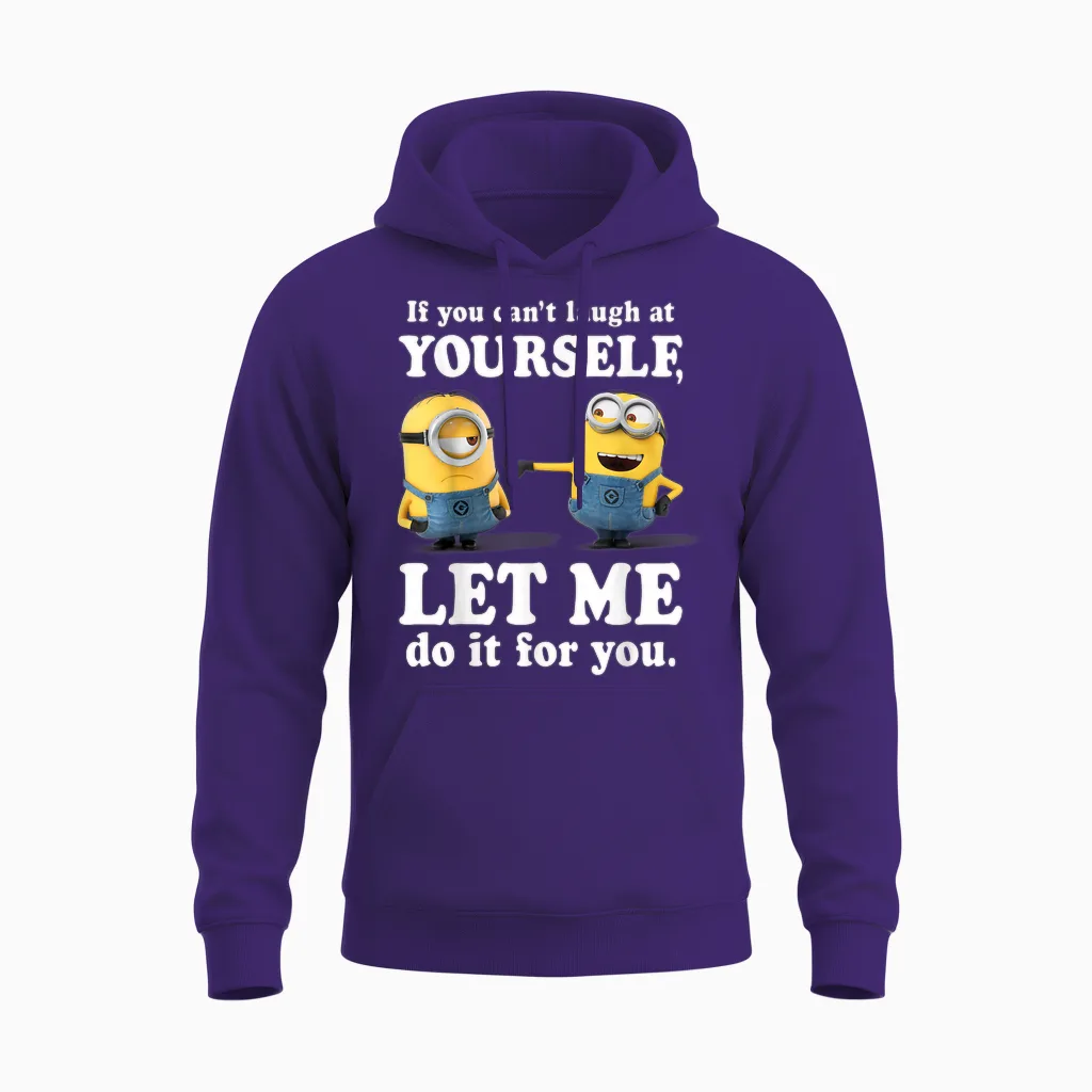 Despicable Me Minions Laugh at Yourself Graphic Unisex Hoodie in Purple