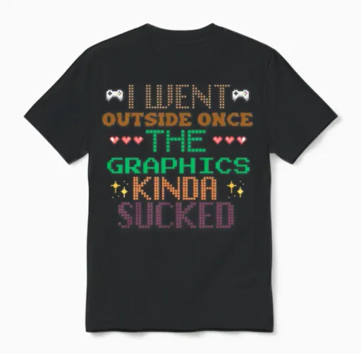 Funny Retro Video Game Saying Unisex T-Shirt in Black