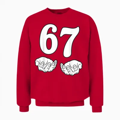Six Seven 6 7 Funny 67 Gen Alpha Slang 6-7 Meme School Unisex Sweatshirt - Red