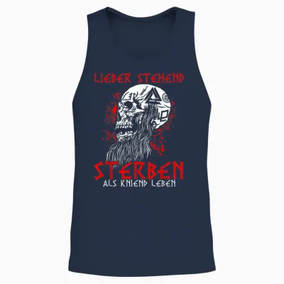 Lieber Stehend Sterben Als Kniend Leben Punk Rock Biker Unisex Tank Top - Navy