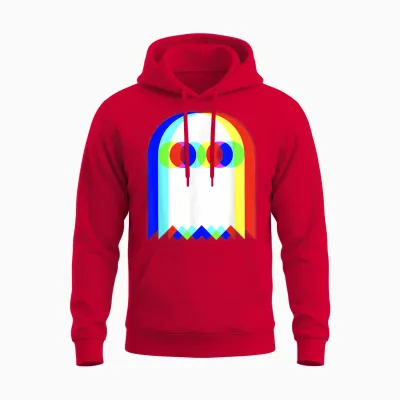 Vaporwave Ghost Retro Halloween Techno Edm Psychedelic T-Shirt, Black, S Unisex Hoodie - Red