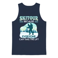 Ski Tour Because Everyone Can Take the Lift Unisex Tank Top - Navy – 1