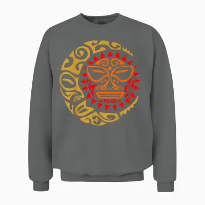 Maori Sun Moon Art Traditional Symbols Animal T-Shirt, Black, S Unisex Sweatshirt - Graphite Heather