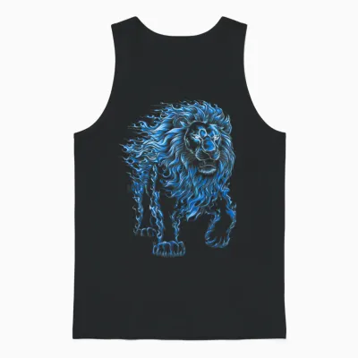 Lions Tshirt Men Women Blue Animal School Sport Fan Lion Unisex Tank Top - Black