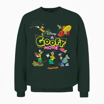 Disney a Goofy Movie 30th Anniversary Goofy's Goof Moments T-Shirt, Black, S Unisex Sweatshirt - Forest