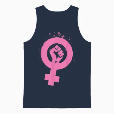 Retro Vintage Feminism Symbol Design, 70s 80s 90s Feminist Unisex Tank Top - Navy