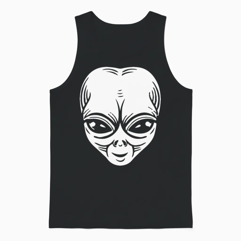 Funny Alien Unisex Tank Top in Black