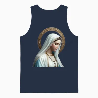 Most Searched Mary T-Shirt Our Lady of Lourdes Unisex Tank Top - Navy