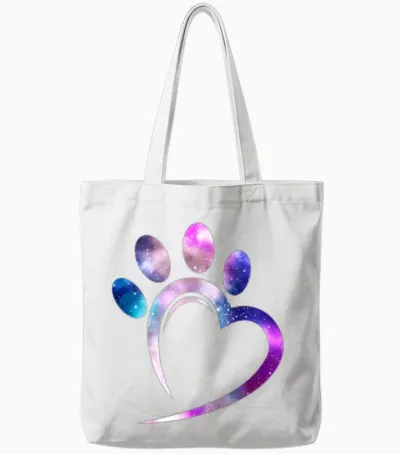 Galaxy Dog Paw Dog Lover Tote Bags - White