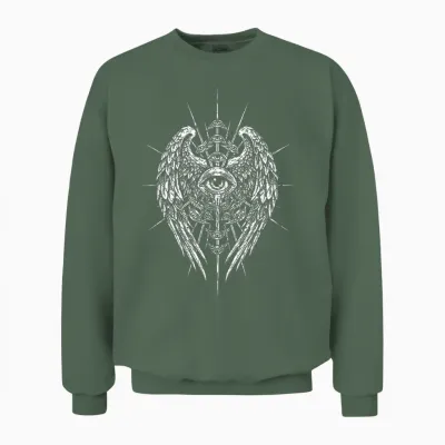 Seraphim Biblischer Engel Sehendes Auge Esoterik Christian Unisex Sweatshirt - Military Green