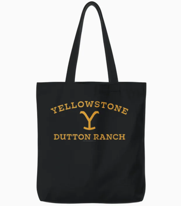 Yellowstone Large Gold Dutton Ranch Logo Tote Bags in Black