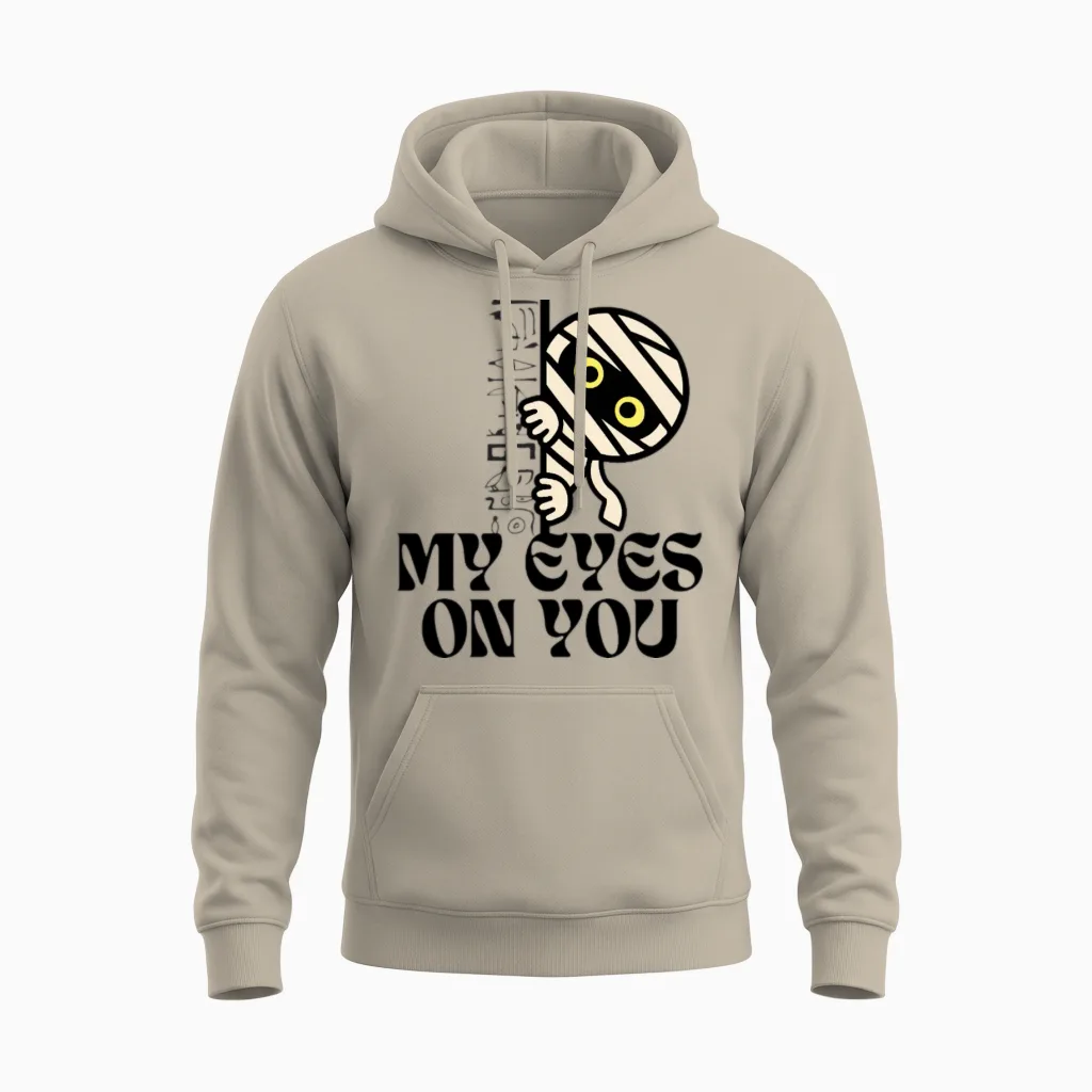 Cute Egyptian Mummy Peekaboo Unisex Hoodie in Sand