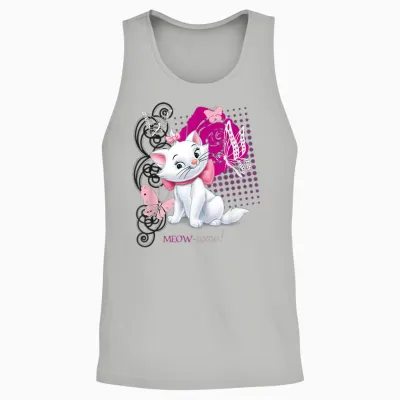 Aristocats Marie Meow Butterfly Cat T-Shirt, Black Unisex Tank Top - Ash