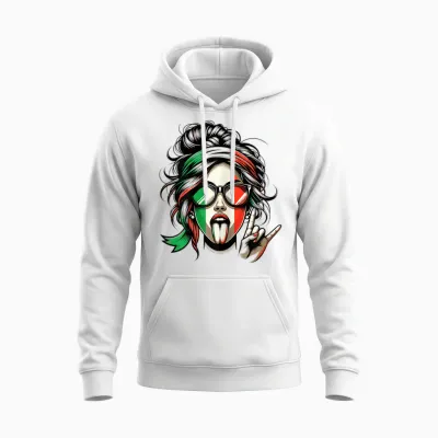 Artipalati Geschenke Italienisches Damen T-Shirt Mit Kurzarm in Weiß Und Bunt, Größe Xs, Klassisches Italien-Flaggen-Design, Ideal Für Geburtstage Unisex Hoodie - White
