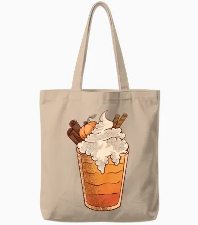 Fall Coffee Tote Bags - Natural