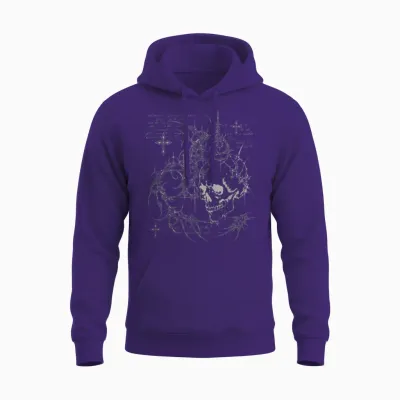 Y2k Grunge Goth Alt Skull Sigilism Vintage Graphic Unisex Hoodie - Purple