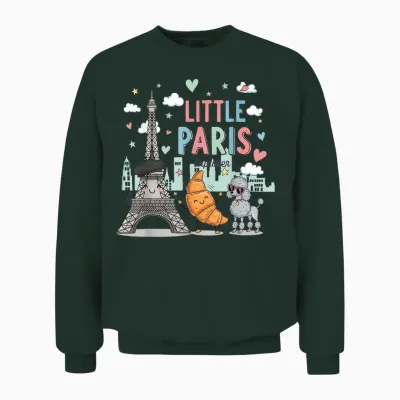 Little Paris Eiffel Tower Travel Souvenir Children's Unisex Sweatshirt - Forest