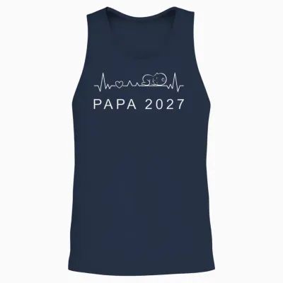 Homme Futur Papa 2027 Battement De Cœur Annonce Grossesse Père T-Shirt Haut De Gamme Unisex Tank Top - Navy