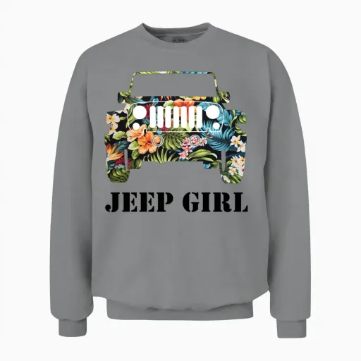 Jeep Girl Tropical Summer & Beach Unisex Sweatshirt in Sport Grey