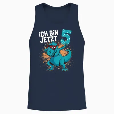 Children's Birthday Shirt 5 Years Boy Dinosaur | Dino Ich Bin 5 T-Shirt, Black Unisex Tank Top - Navy