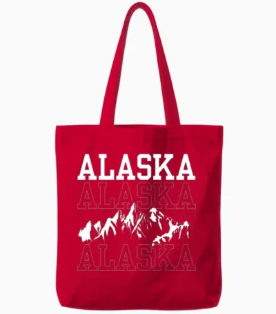 Alaska Hiker Hiking Nature Hike Tote Bags - Red