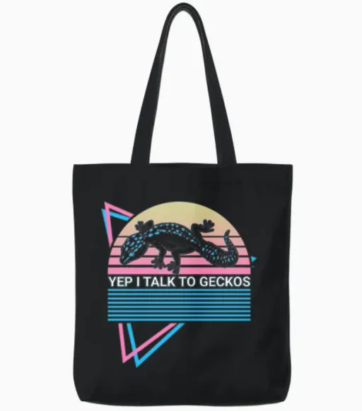 Leopard Gecko Retro - Reptiles & Exotics Tote Bags in Black
