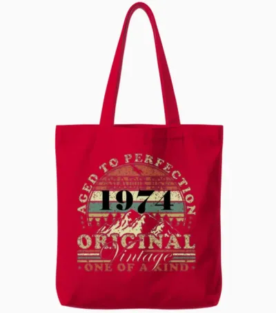 50th Birthday Vintage 1974 50 Years Tote Bags - Red