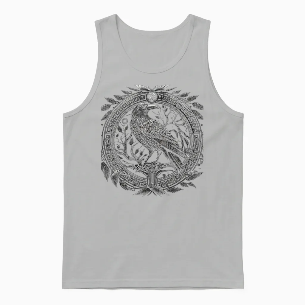 Odins Rabe Wikinger Nordische Runen Viking Mythologie Unisex Tank Top in Ash