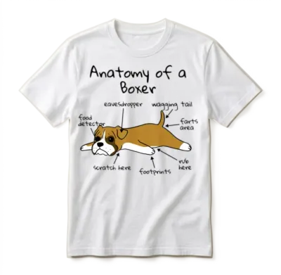 Anatomy of a Boxer Dog Unisex T-Shirt - White