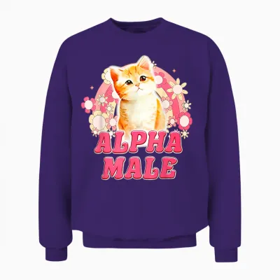 Alpha Male Cat Kitten Funny for Men Women Unisex Sweatshirt - Purple