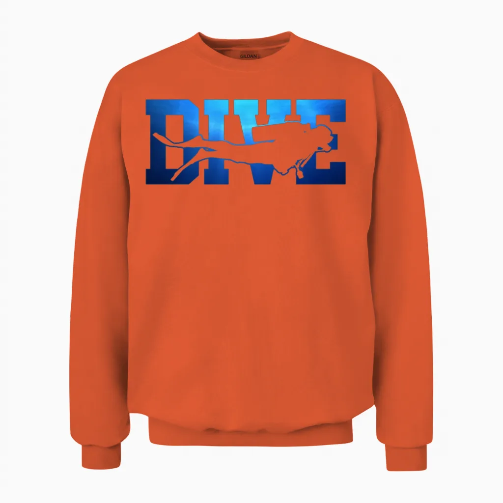 Scuba Dive Unisex Sweatshirt in Orange