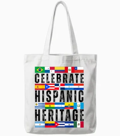 Hispanic Countries Flags Celebrate Hispanic Heritage Month Tote Bags - White