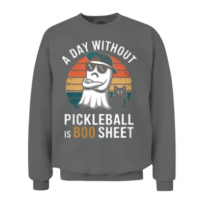 Pickleball Ghost with Cool Shades and Retro Style Unisex Sweatshirt - Graphite Heather