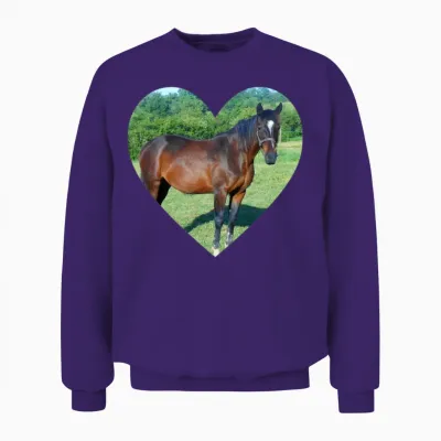 Horse Heart Design Unisex Sweatshirt - Purple