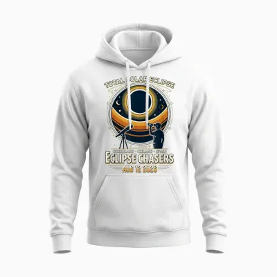 Eclipse Chaser éclipse Solaire 2026 Islande Espagne Unisex Hoodie - White