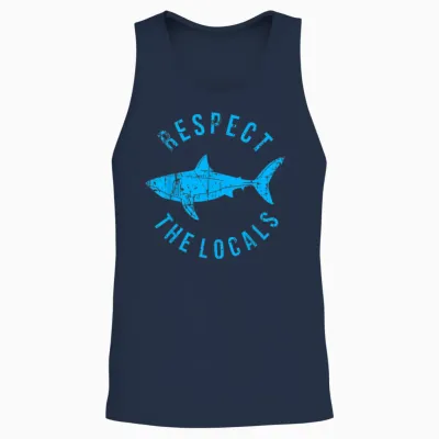 Respect the Locals Shark Ocean Animal Rights Biology Life Unisex Tank Top - Navy