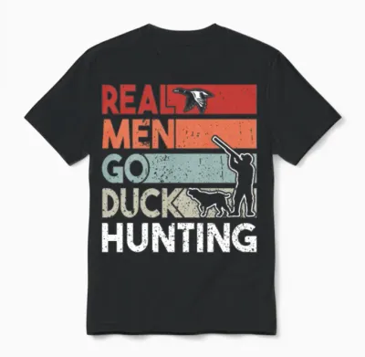 Duck Hunting Men with Duck Hunting Dog Unisex T-Shirt - Black