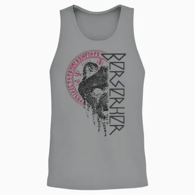 Berserker Bear Warrior Odin Runes Nordic Compass Viking T-Shirt, Black Unisex Tank Top - Sport Grey