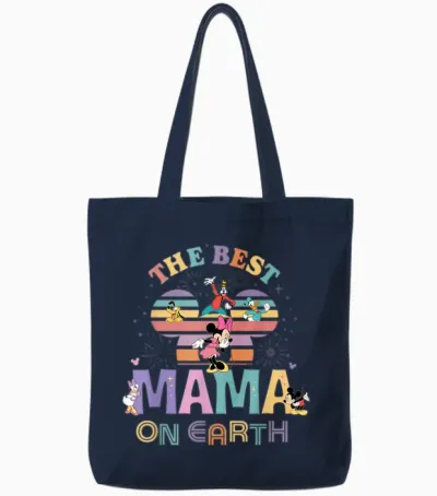 Disney "best Mama on Earth" Mickey & Friends Family Trip Tote Bags - Navy