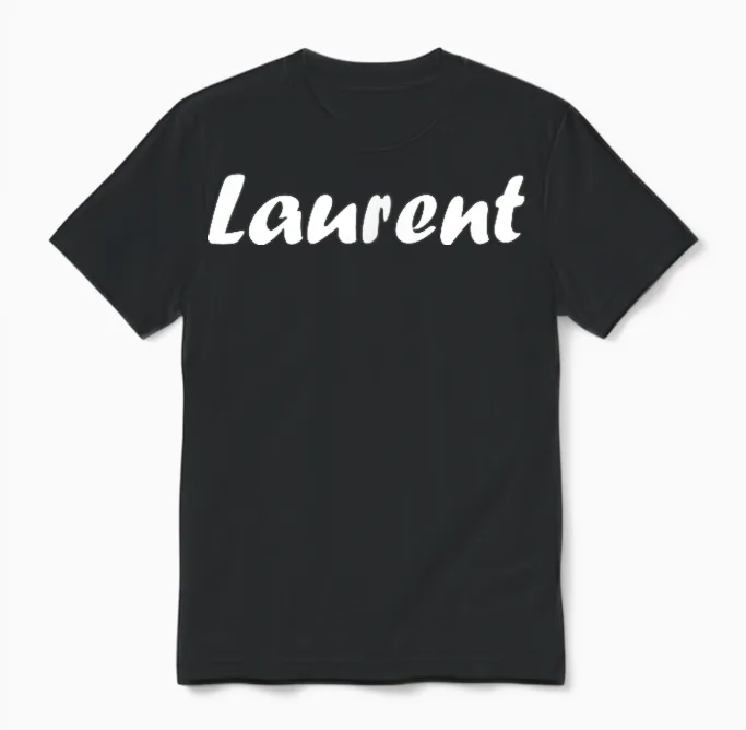 Simple Minimalist Name Badge Laurent T-Shirt, Black, S Unisex T-Shirt in Black