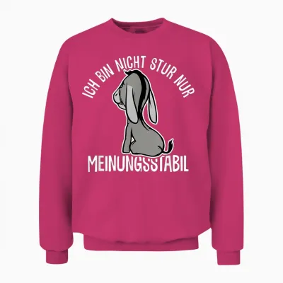 Esel Lustiger Spruch Witzig Stur Ich Bin Nicht Stur Ich Bin Meinungsstabil Esel Stur T-Shirt Schwarz Klein Klassisches Cartoon Kurzarm Unisex Sweatshirt - Heliconia
